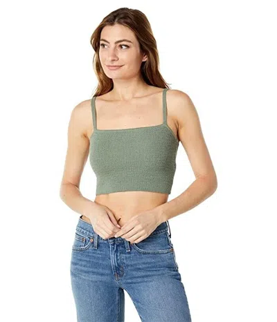 Madewell Halstead Tank Sweater Women's Green Ribbed Knit Cropped Jdm13