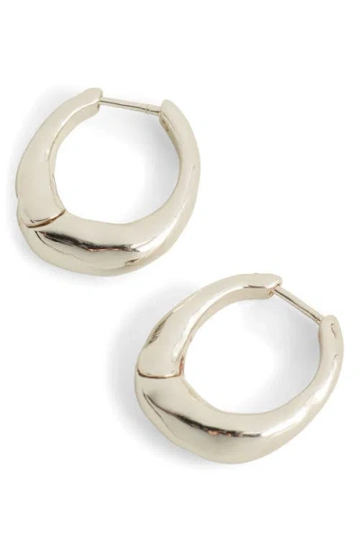 Madewell Hammered Puffy Small Huggie Hoop Earrings In Burgundy