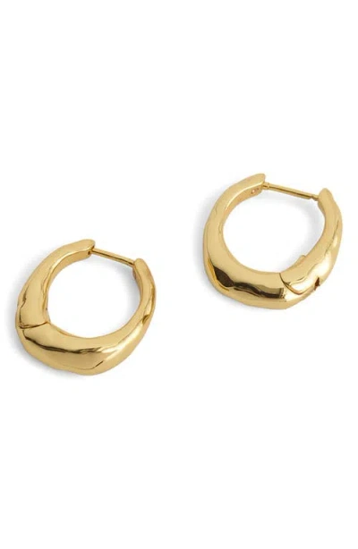 Madewell Hammered Puffy Small Huggie Hoop Earrings In Gold