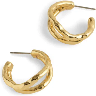 Madewell Hammered Sculptural Double-hoop Earrings In Gold