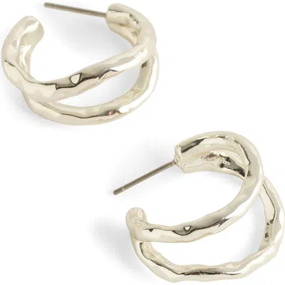 Madewell Hammered Sculptural Double-hoop Earrings In Metallic