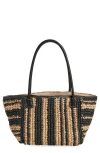 Madewell Mini Black And White Straw Tote Natural Multi
