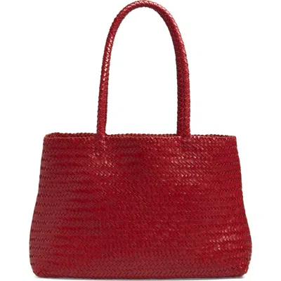 Madewell Handwoven Leather Tote In Red