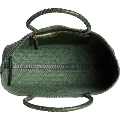 Madewell Handwoven Leather Tote In Summit Green