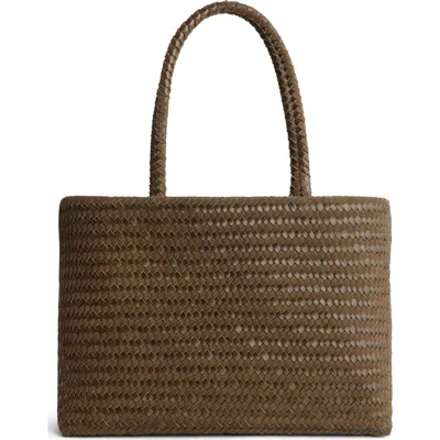 Madewell Handwoven Suede Leather Tote In Faded Olive