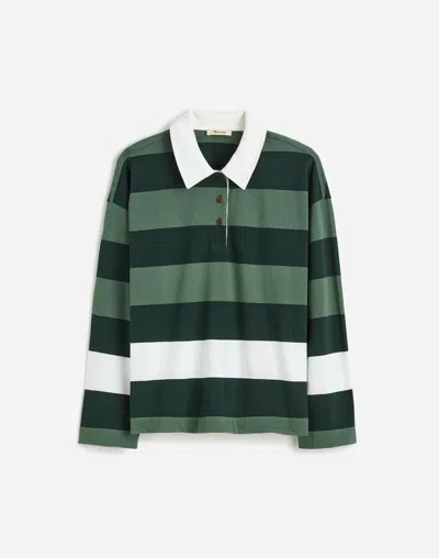 Madewell Hannah Polo Shirt Women's Luxury Forest 100% Cotton Rugby Gbo2136 In Multi