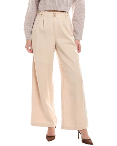 Madewell Harlow Linen-blend Wide-leg Pant In Nude