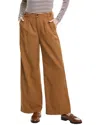 Madewell Harlow Linen-blend Wide Leg Pant In Brown