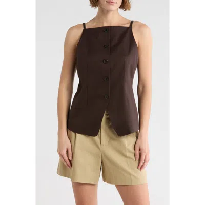 Madewell Harlow Square Neck Drapey Twill Vest In Brown