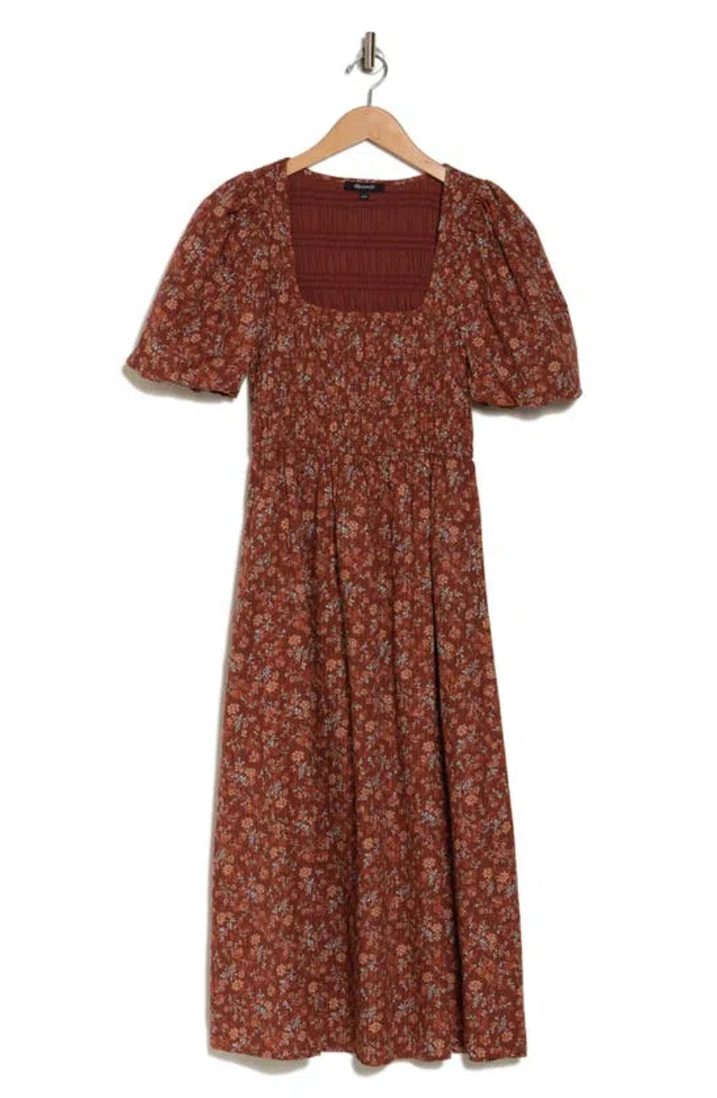 knee length dresses for ladies Madewell Burgundy Midi Floral Print Dress main image 1