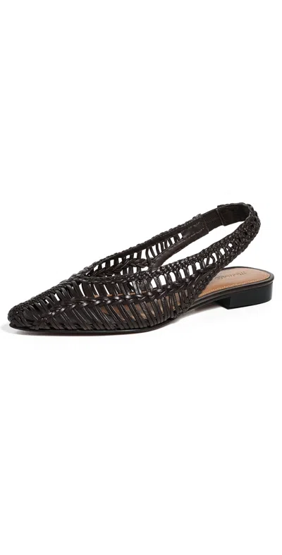 Madewell Harper Woven Slingbacks Dark Carob In Black