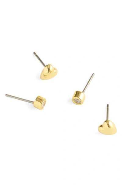 Madewell Heart Stud Earring Set In Gold
