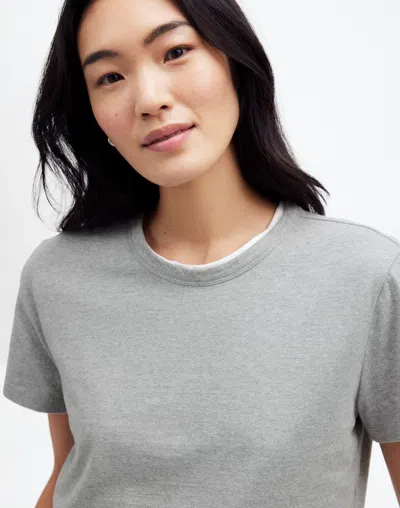 Madewell Heathered Cotton Perfect Crewneck Tee In Hthr Ash Grey