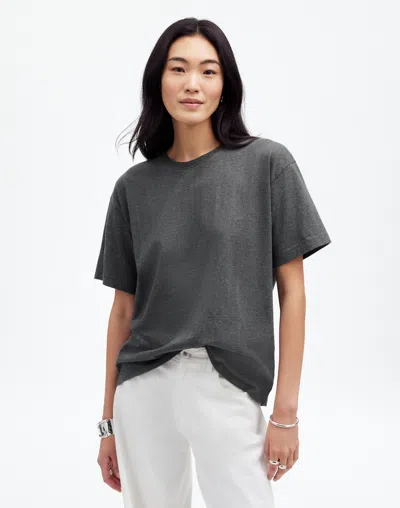 Madewell Heathered Cotton Relaxed Oversized Tee In Hthr Basalt Grey