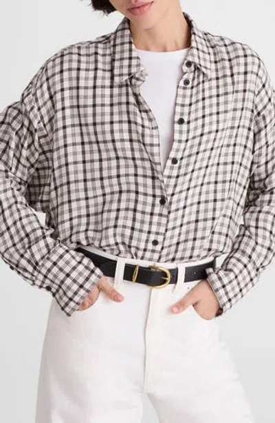 Madewell Heathered Flannel Dolman Button-up Shirt In Neutral