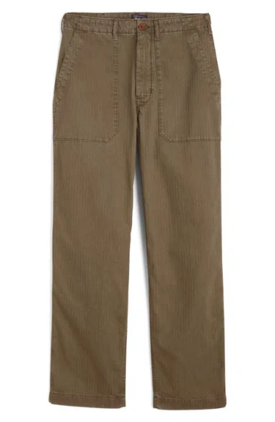 Madewell Herringbone Fatigue Cotton Relaxed Fit Pants In Green