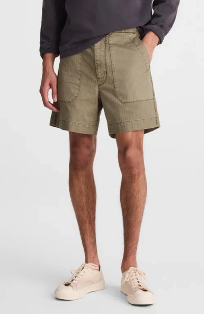 Madewell Herringbone Twill Fatigue Shorts In Brown