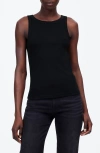 Madewell High Neck Cotton Tank In Jet Black