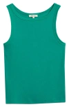 Madewell High Neck Cotton Tank In Verdant Green