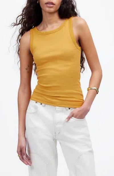 Madewell High Neck Cotton Tank In White