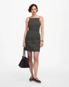 Madewell Dot High Neck Linen Blend Minidress In Black