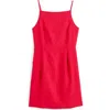 Madewell High Neck Sleeveless Linen Minidress In Red