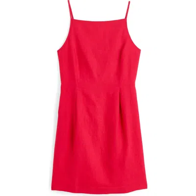 Madewell High Neck Sleeveless Linen Minidress In Red