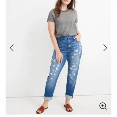 Madewell High Rise Slim Boyfriend Fit Paint Jeans In Blue, White