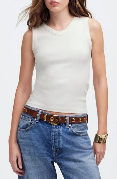 Madewell High V-neck Regenerative Cotton Rib Tank In Lighthouse