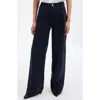 Madewell High Waist Superwide Leg Velvet Pants In Deep Indigo