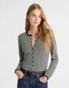 Madewell Houndstooth Crewneck Cardigan In Animal Print