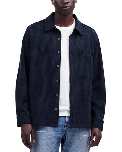 Madewell Houndstooth Long Sleeve Button Down Shirt In Dark Baltic