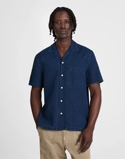 Madewell Indigo-dyed Camp-collar Short-sleeve Shirt In Purple