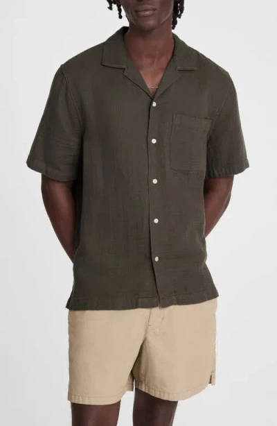Madewell Indigo-dyed Short-sleeve Button-up Shirt In Green