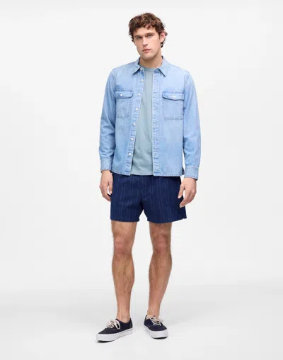 Madewell Indigo-dyed Stripe Everywear Shorts In Indigo Multi