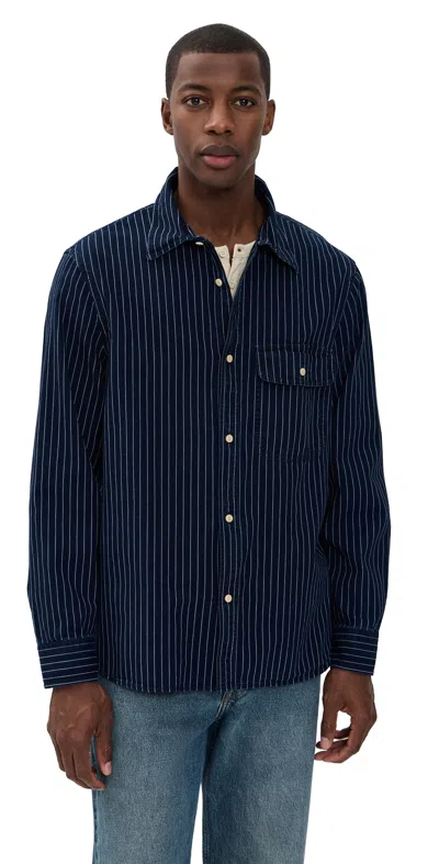 Madewell Indigo-dyed Stripe Work Shirt Indigo Stripe In Purple