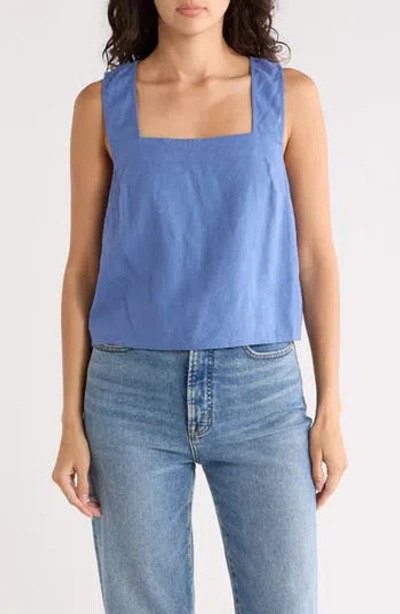 Madewell Irene Linen Blend Top In Blue