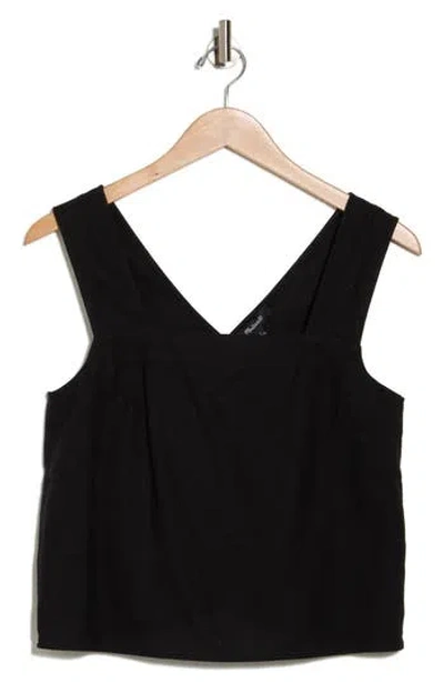 Madewell Irene Linen Blend Top In True Black