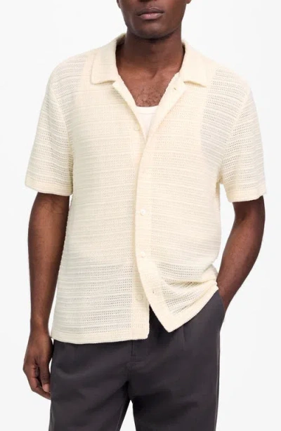 Madewell Jacquard Knit Short Sleeve Button-up Shirt In Brown