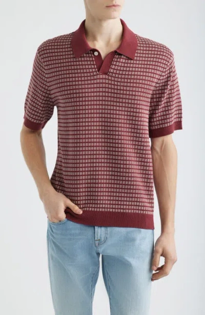 Madewell Jun Sum Stitch Single Button Polo Dusty Merlot In Red