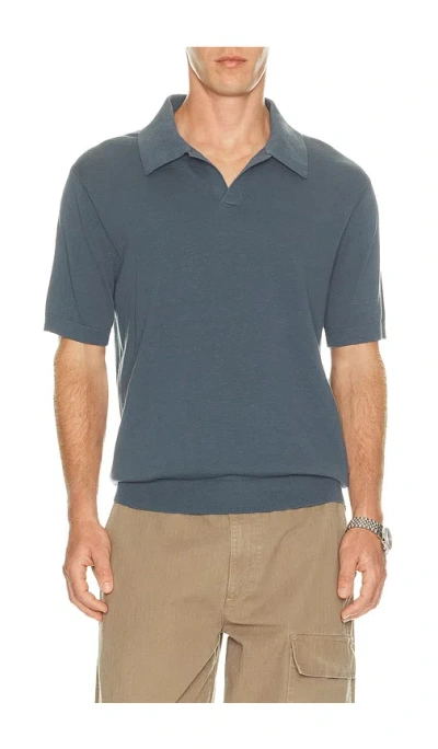 Madewell Johnny Collar Knitted Polo In Blue