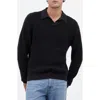 Madewell Johnny Collar Long Sleeve Merino Wool Sweater Polo In Black