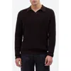 Madewell Johnny Collar Long Sleeve Merino Wool Sweater Polo In Brown