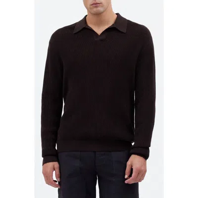 Madewell Johnny Collar Long Sleeve Merino Wool Sweater Polo In Brown