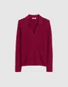 Madewell Johnny-collar Long-sleeve Sweater Top In Pink