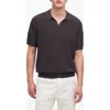 Madewell Waffle-knit Johnny-collar Sweater Polo In Dark Surplus