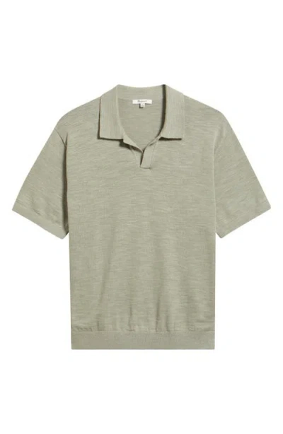 Madewell Johnny-collar Cotton Slub Sweater Polo In Green
