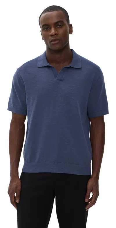 Madewell Johnny-collar Sweater Polo Shirt Petrol Navy In Blue