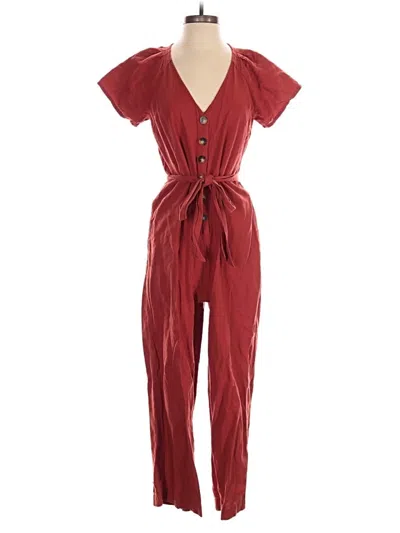 Pre-owned Madewell Jumpsuit In Burgundy