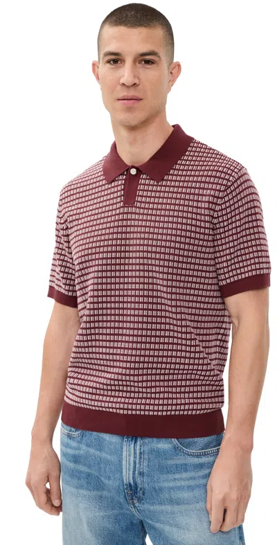 Madewell Jun Sum Stitch Single Button Polo Dusty Merlot In Red